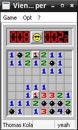 Vienna MineSweeper running on Linux/WINE/Openbox