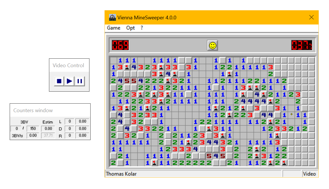 Vienna MineSweeper playing a replay file